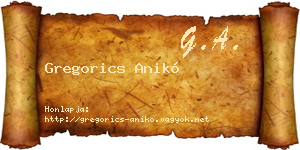Gregorics Anikó névjegykártya